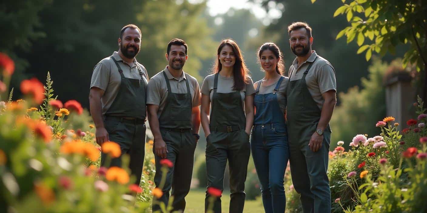 L'équipe de jardiniers de l'entreprise Antunes Jardinage